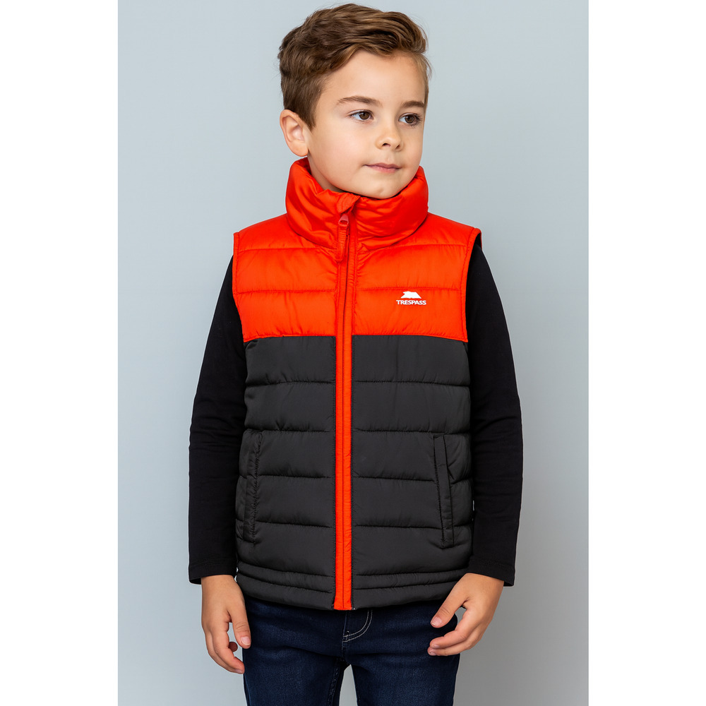 Trespass Oskar Kids ColdHeat Puffer Vest Jacket Size 7/8 Orange Drk Gray